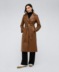 Kenneth Cole Faux Leather Belted Trench Coat – Cognac | Kenneth Cole