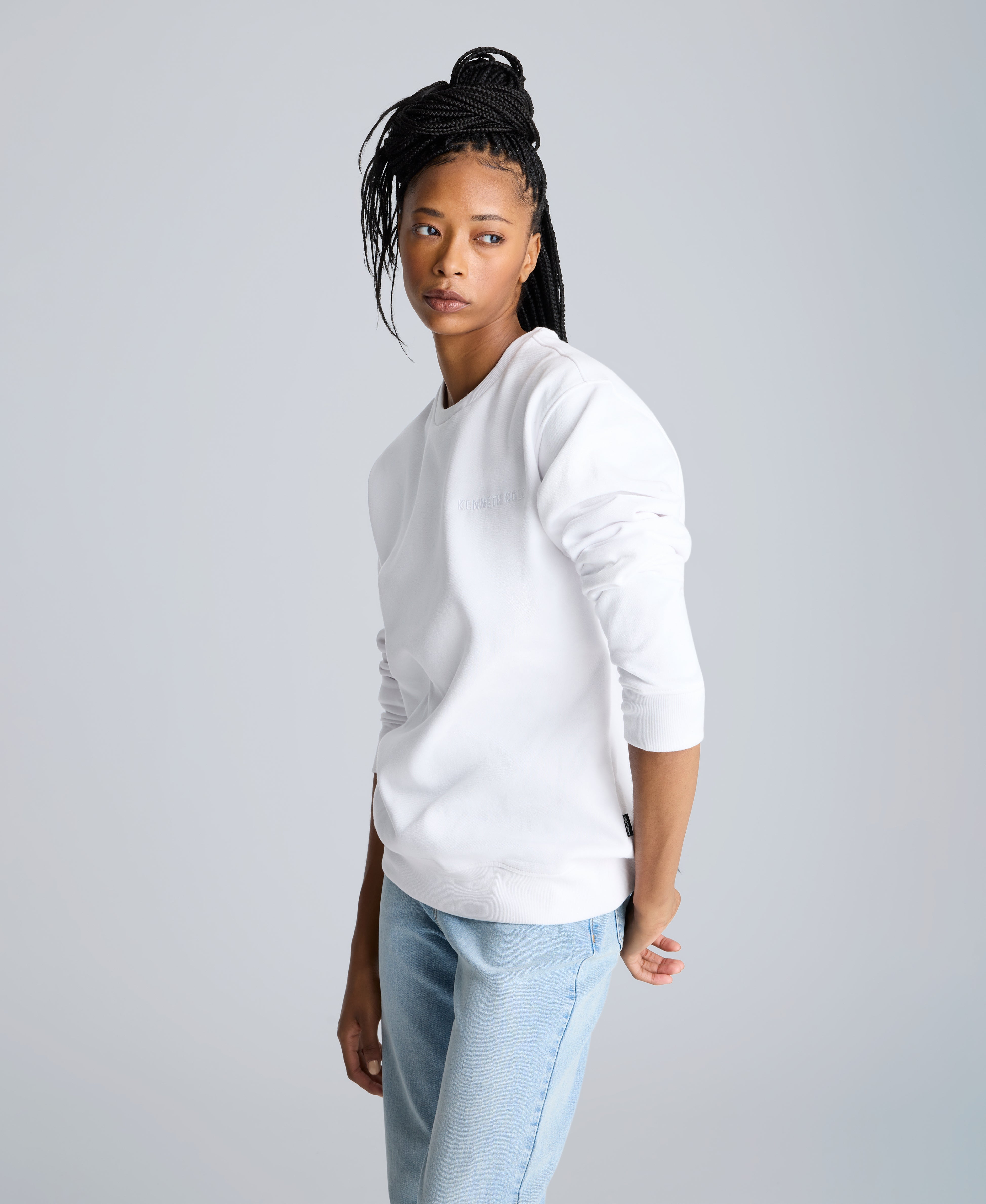 Kenneth Cole Shop Kenneth Cole Logo Sweatshirt White | Exclusive Pullover