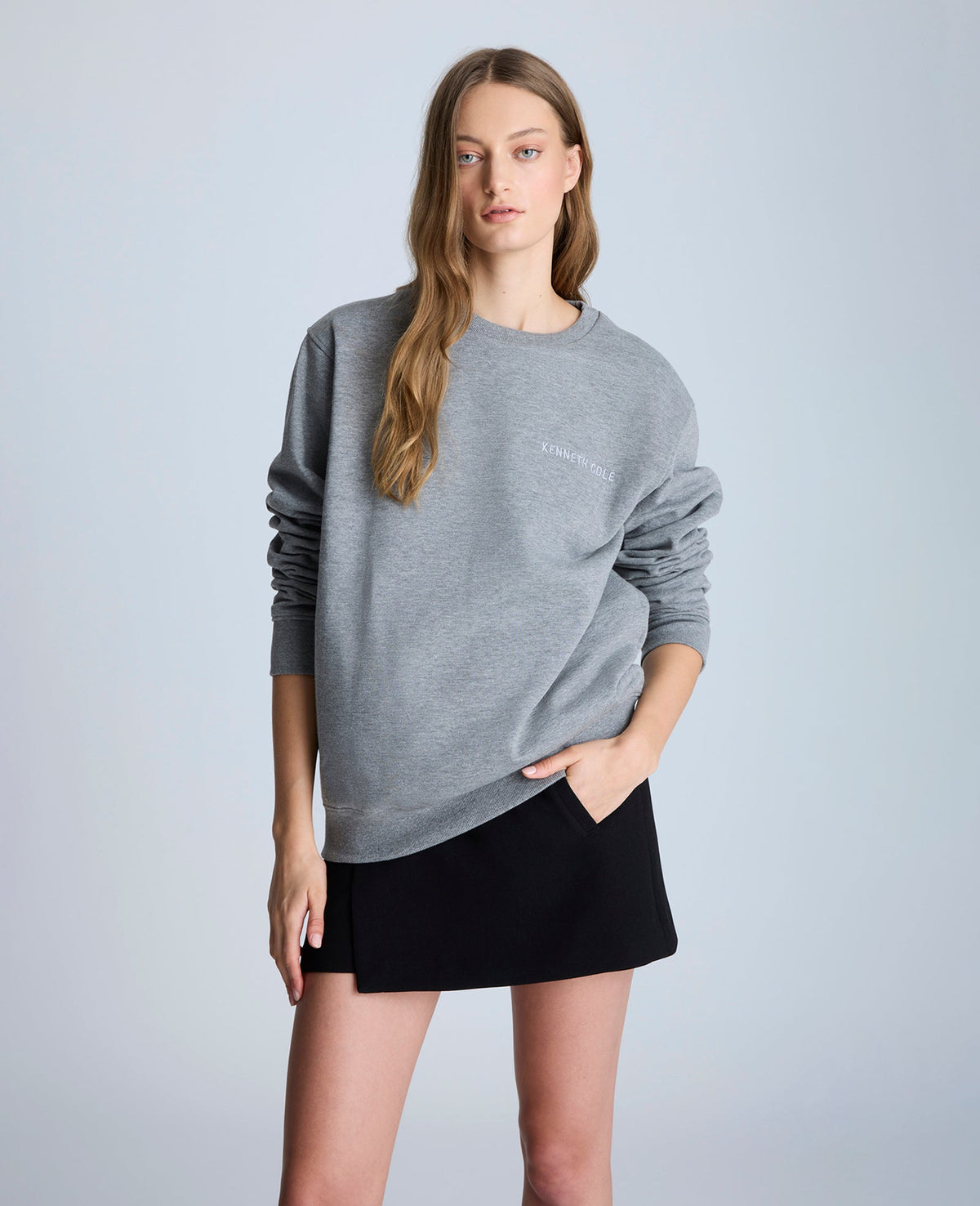 Kenneth Cole Embroidered Logo Sweatshirt, Unisex Charcoal | Kenneth Cole