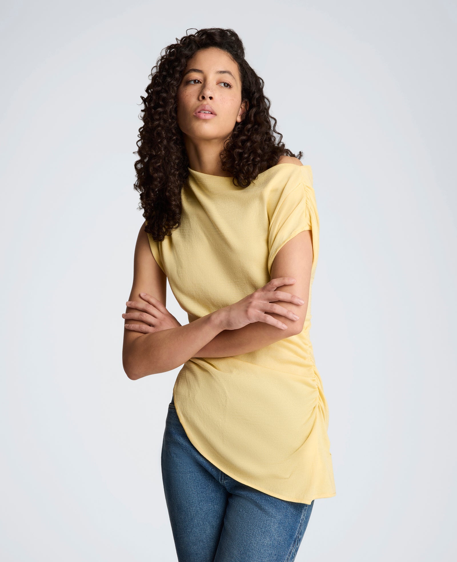 Kenneth Cole Asymmetrical Drape Neck Top