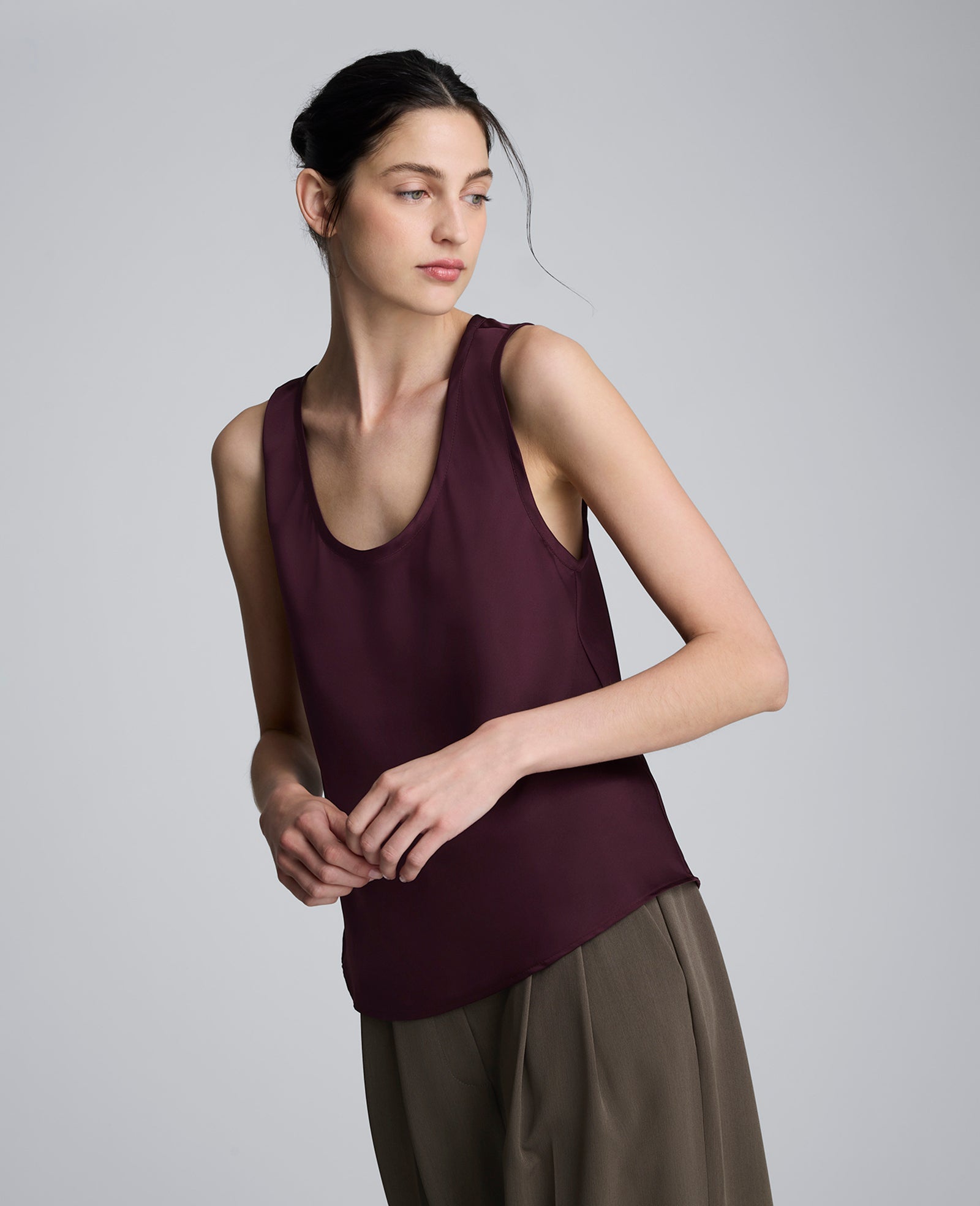 Kenneth Cole Satin Scoop Neck Tank