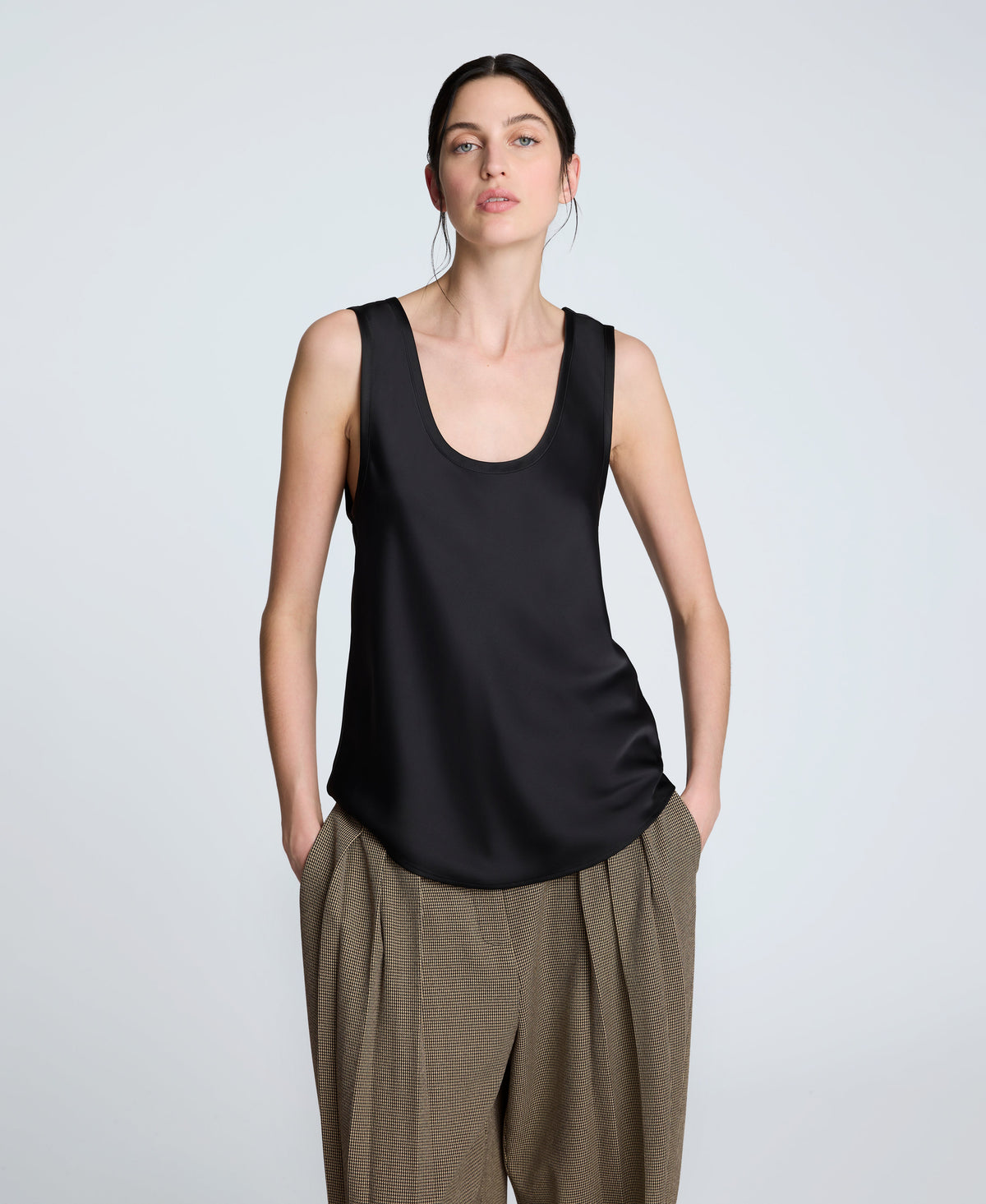 Kenneth Cole Satin Scoop Neck Tank