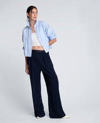 Kenneth Cole Cropped Tuxedo Style Long Sleeve Button Down Blouse