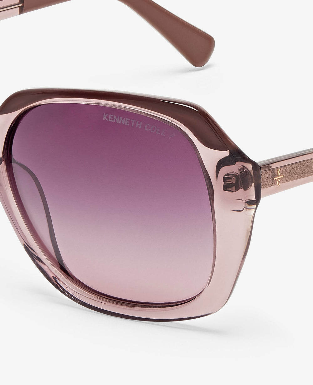 Kenneth Cole Womens Round Acetate Sunglasses with Polarized Lenses | KC