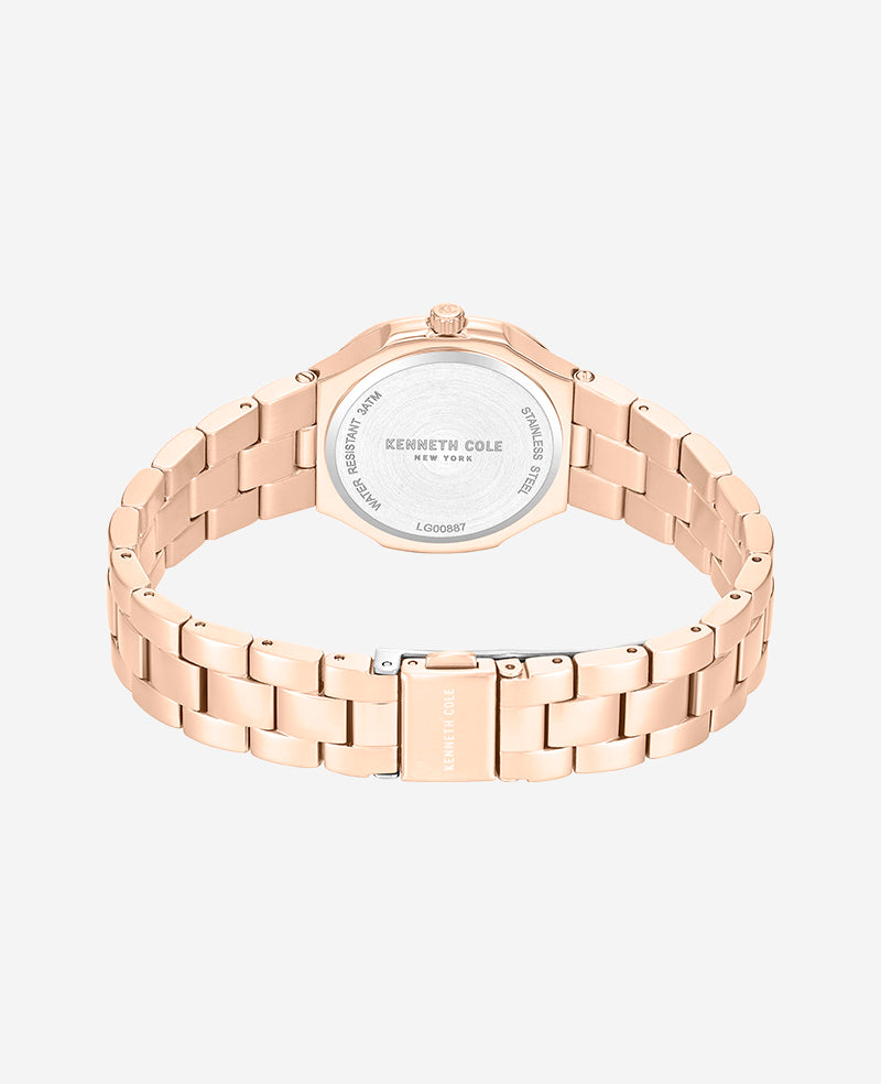 Kenneth Cole Classic Crystal Lined Outer Dial Rose Gold Bracelet Watch