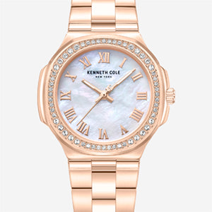 Kenneth Cole Classic Crystal Lined Outer Dial Rose Gold Bracelet Watch