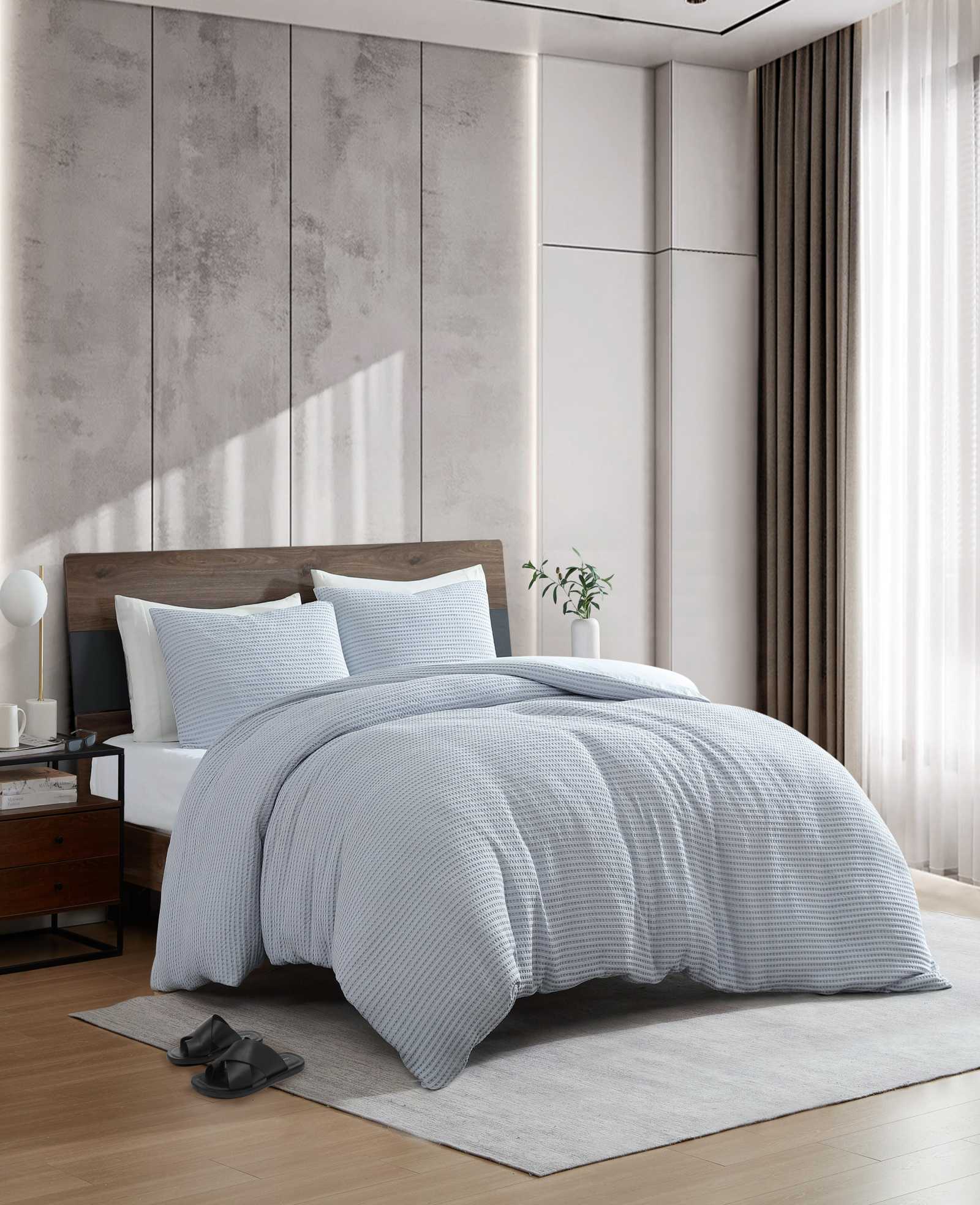 Kenneth Cole Solid Waffle Duvet Set