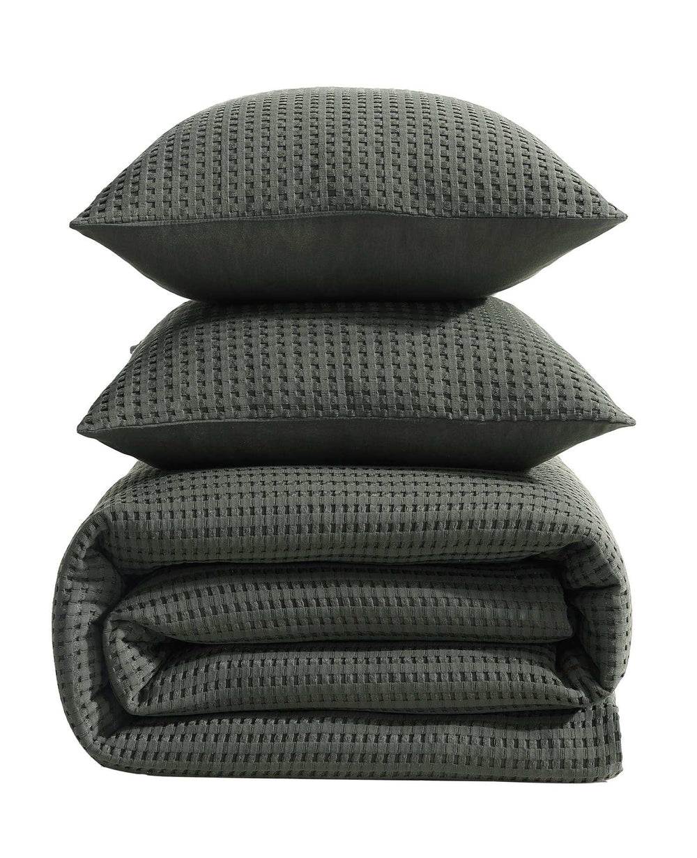 Kenneth Cole Solid Waffle Duvet Set