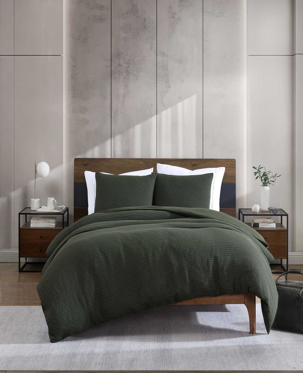 Kenneth Cole Solid Waffle Duvet Set