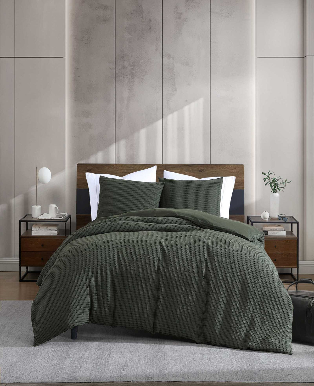 Kenneth Cole Shop Solid Waffle Comforter Set – Green | Kenneth Cole