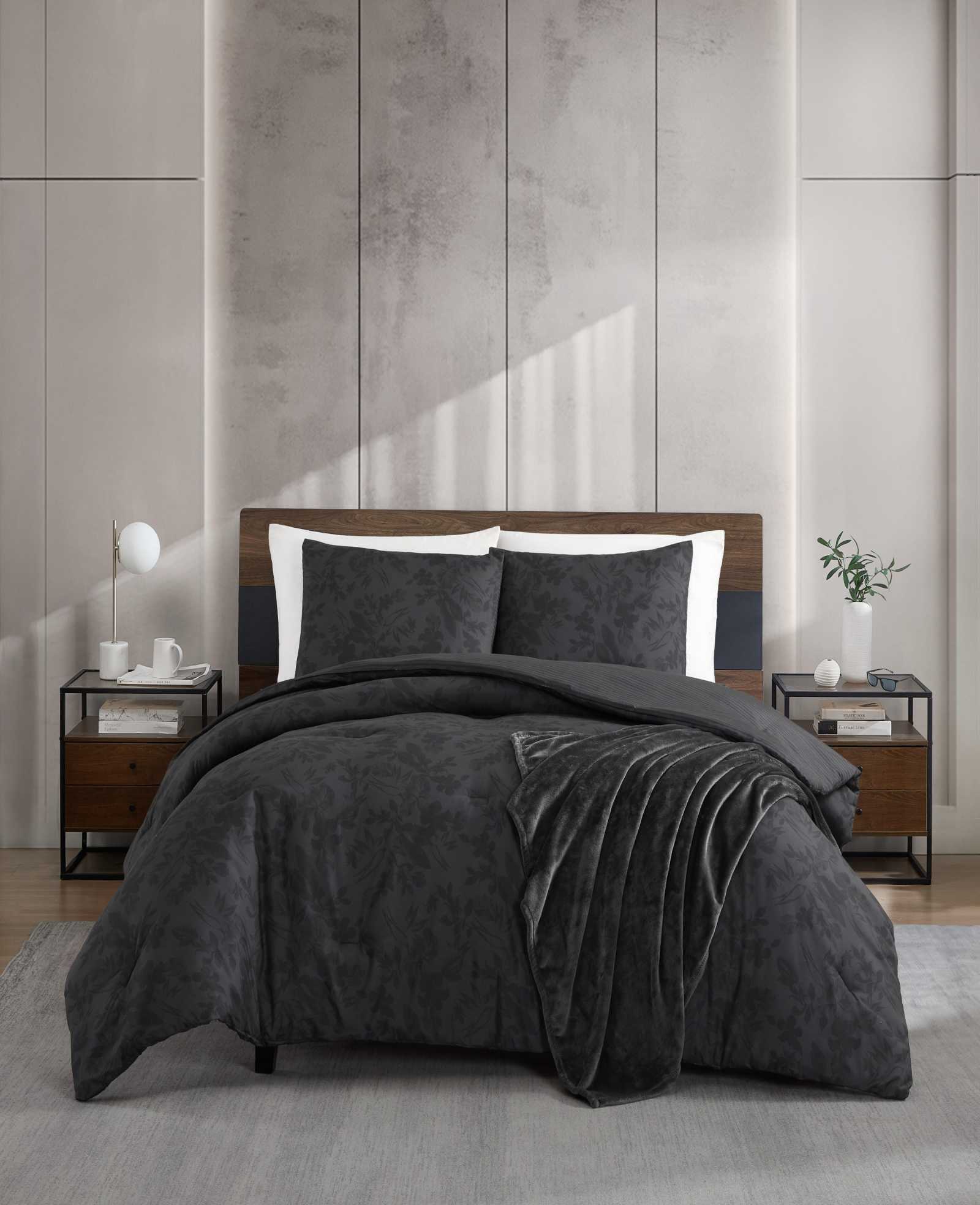 Kenneth Cole Silhouette Floral Comforter + Sham Set