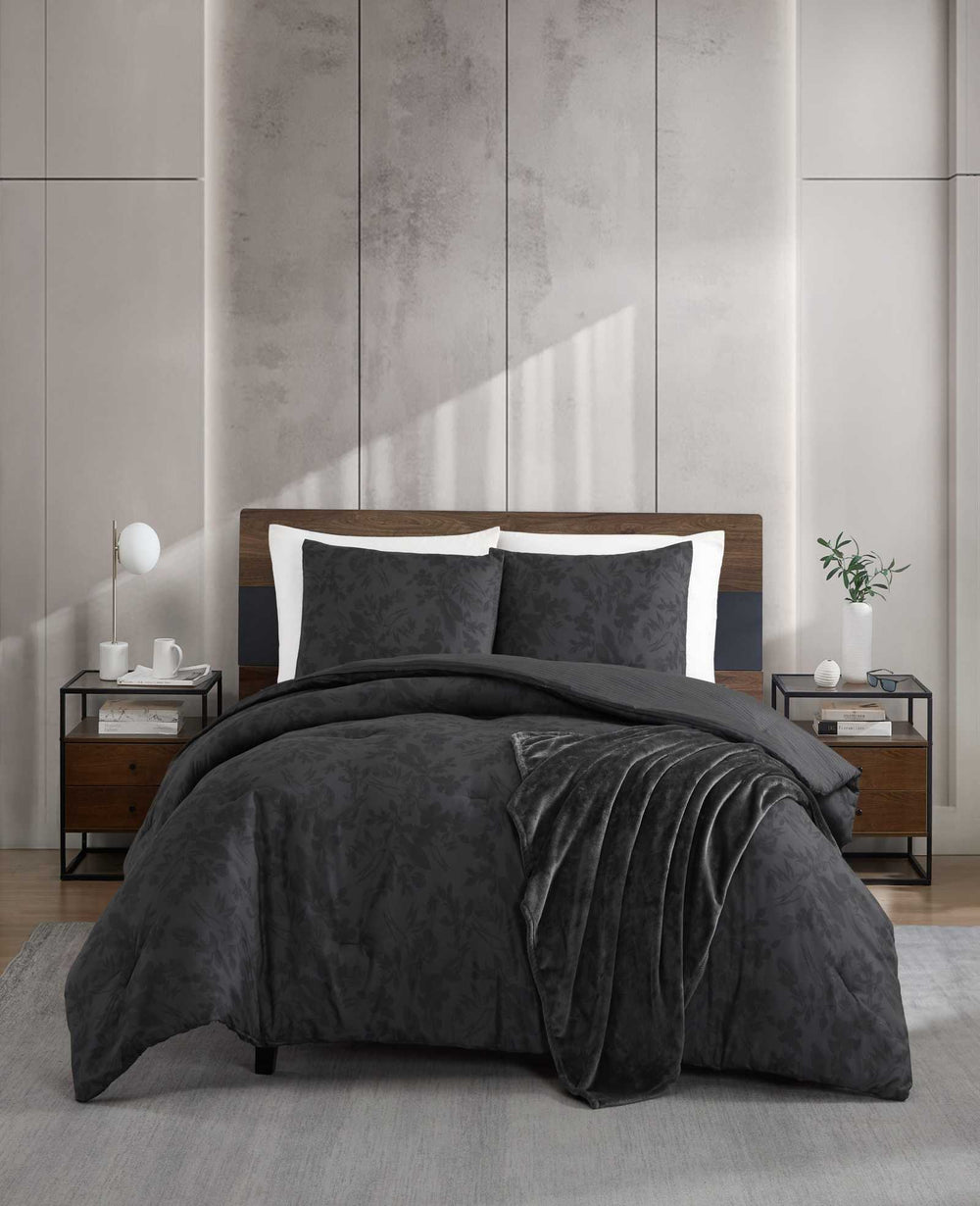 Kenneth Cole Silhouette Floral Comforter + Sham Set