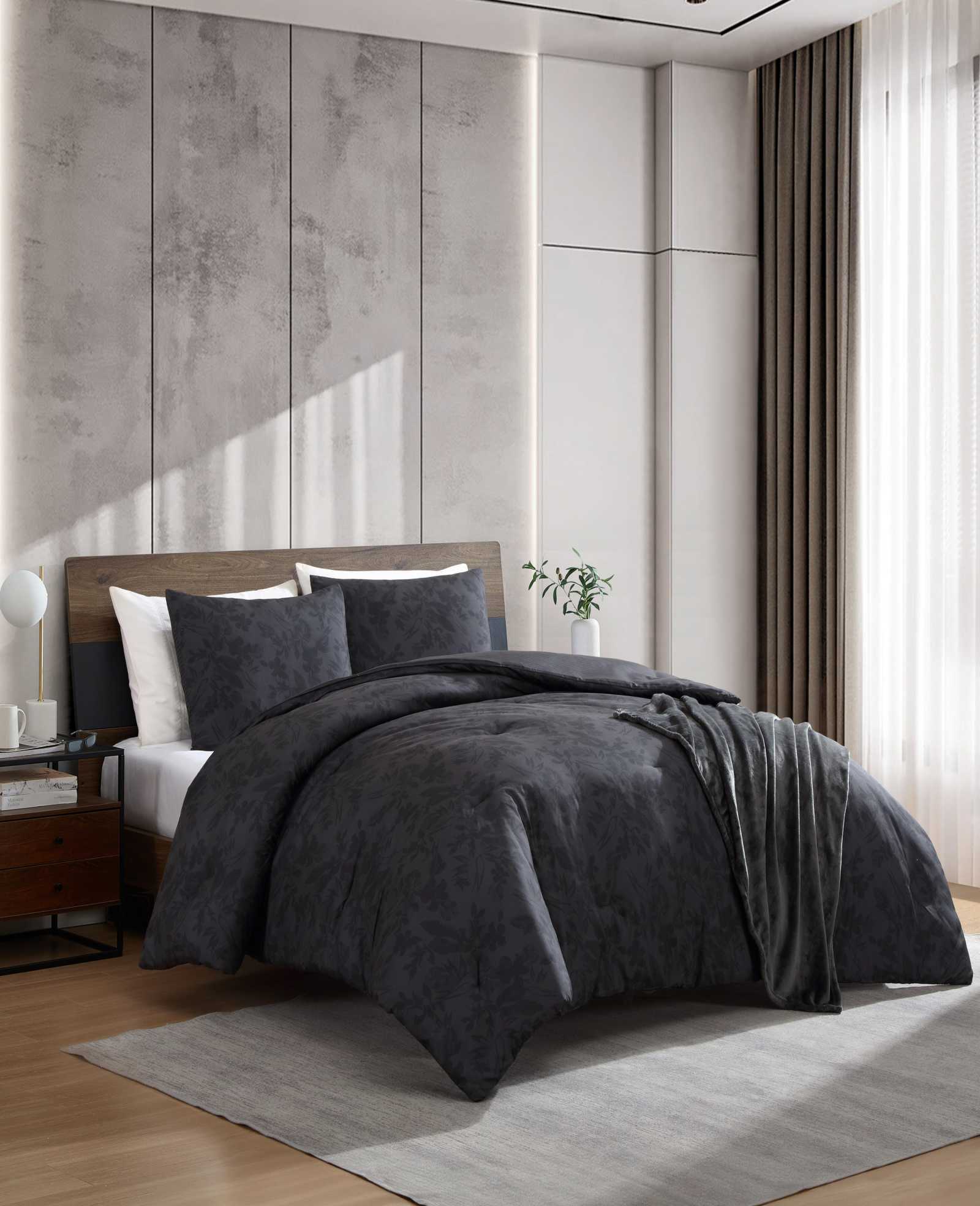 Kenneth Cole Silhouette Floral Comforter + Sham Set