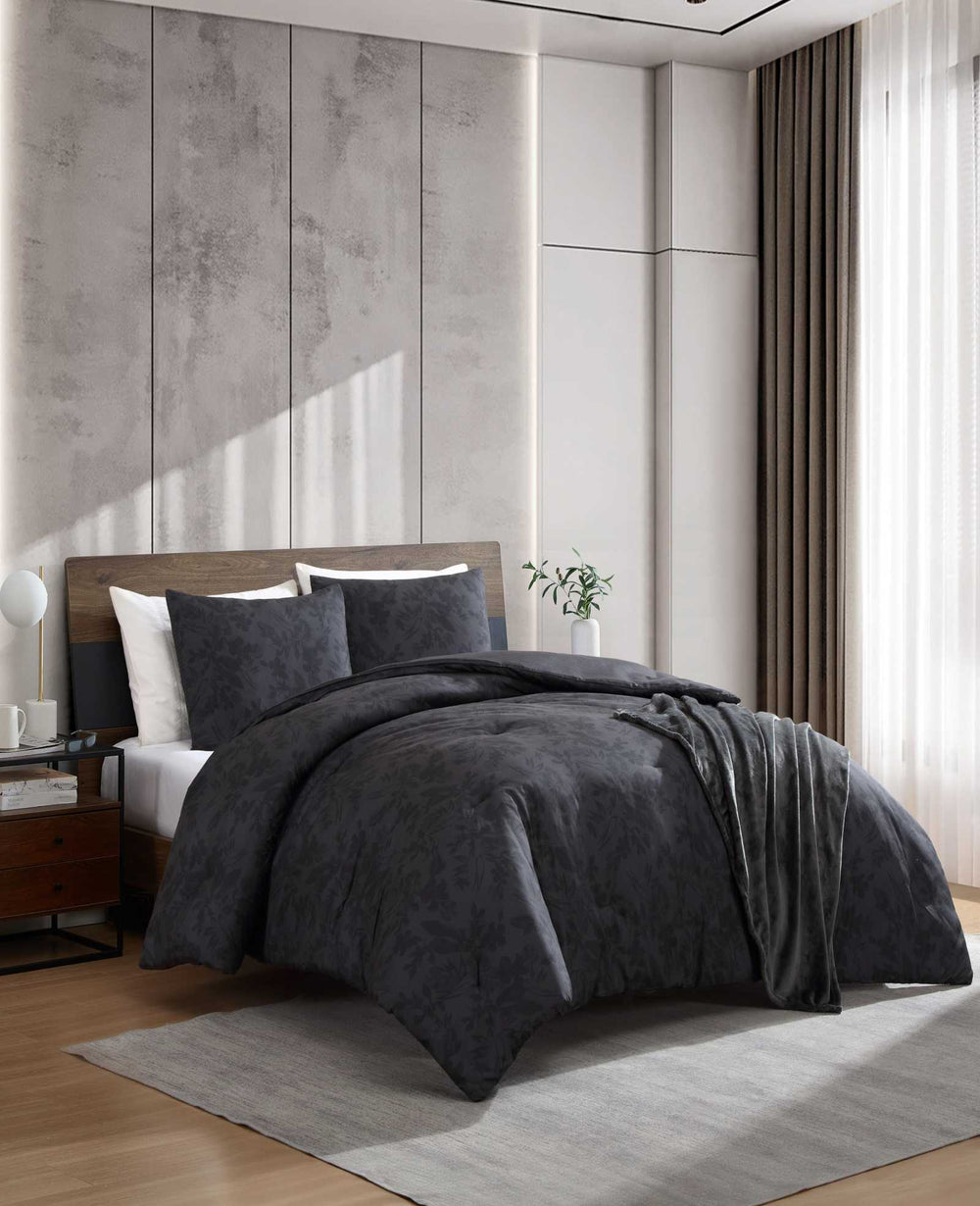 Kenneth Cole Silhouette Floral Comforter + Sham Set