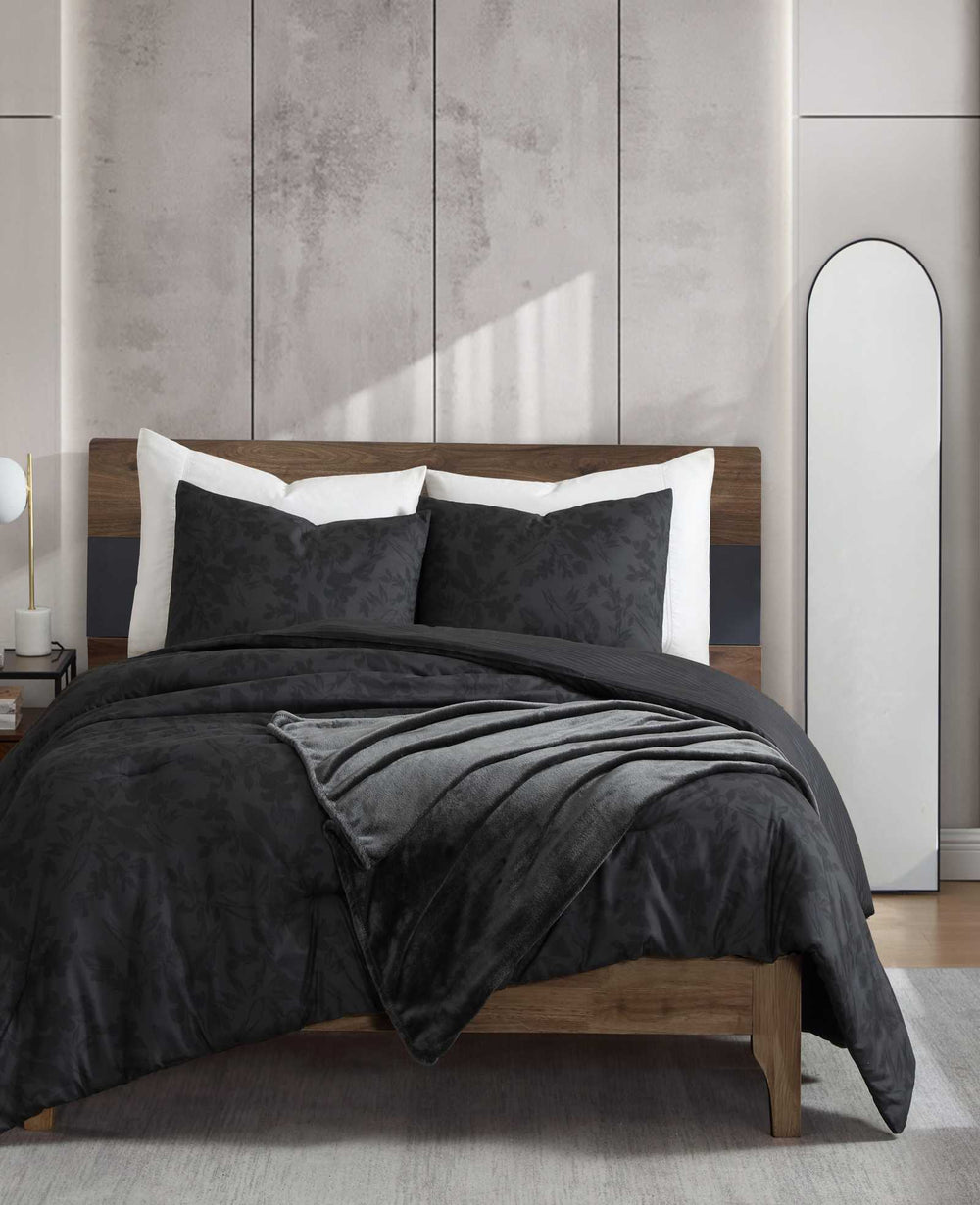 Kenneth Cole Silhouette Floral Comforter + Sham Set