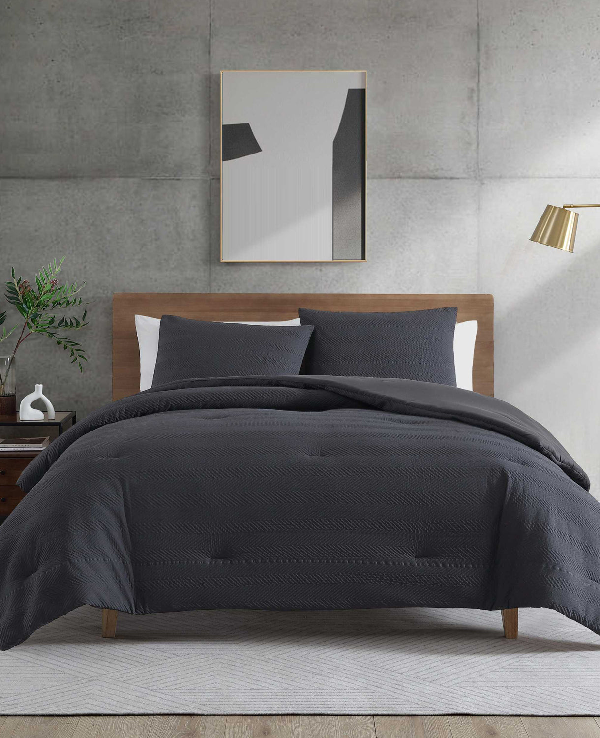 Kenneth Cole Shop Black Herringbone Comforter Set – Soft & Stylish | KC