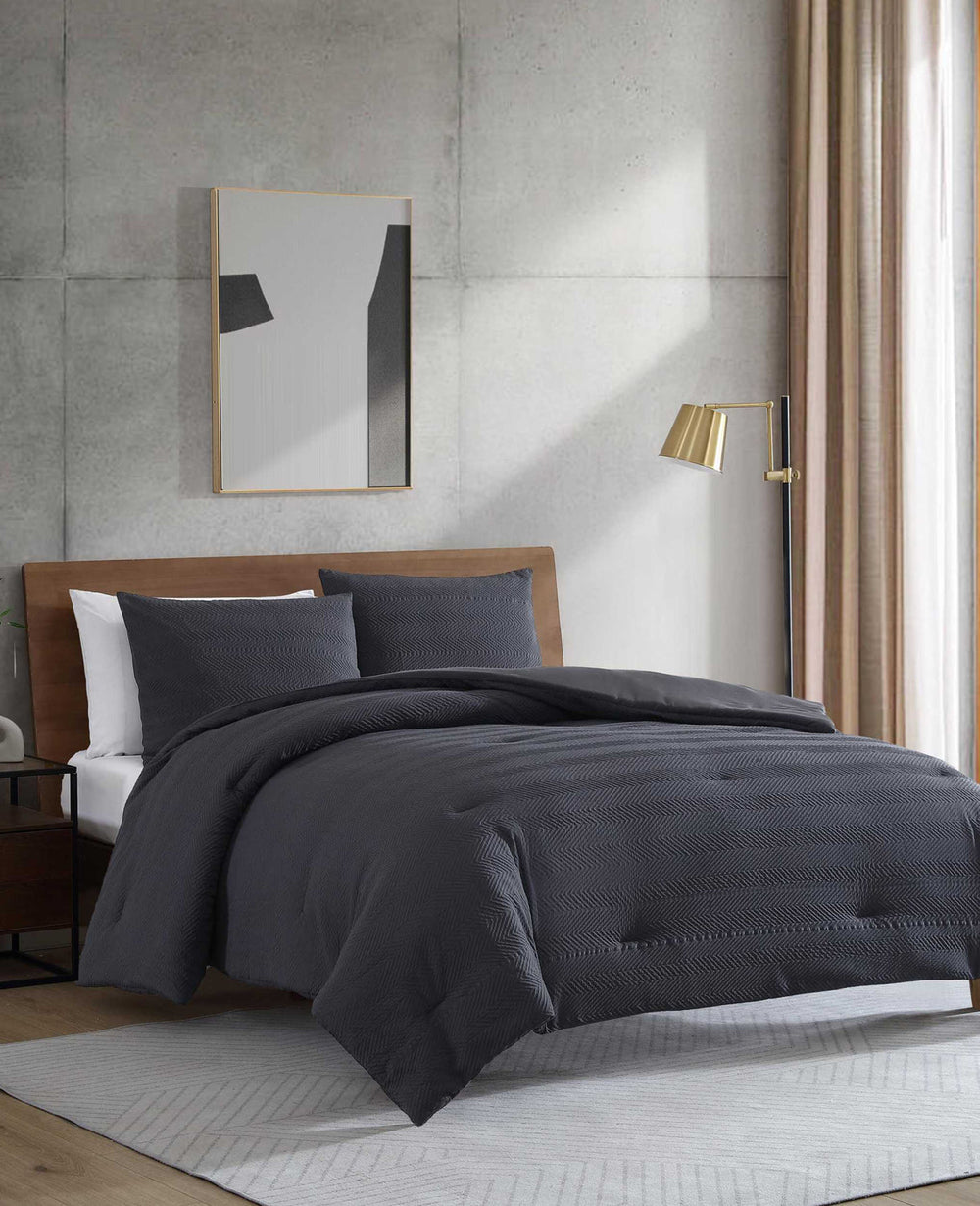 Kenneth Cole Shop Black Herringbone Comforter Set – Soft & Stylish | KC