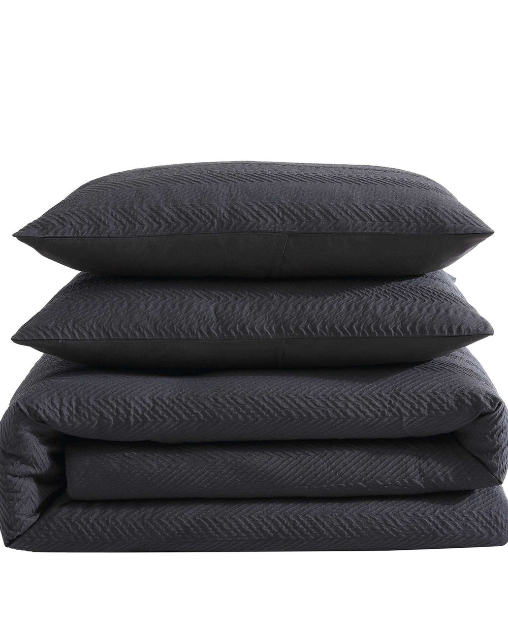 Kenneth Cole Shop Black Herringbone Comforter Set – Soft & Stylish | KC
