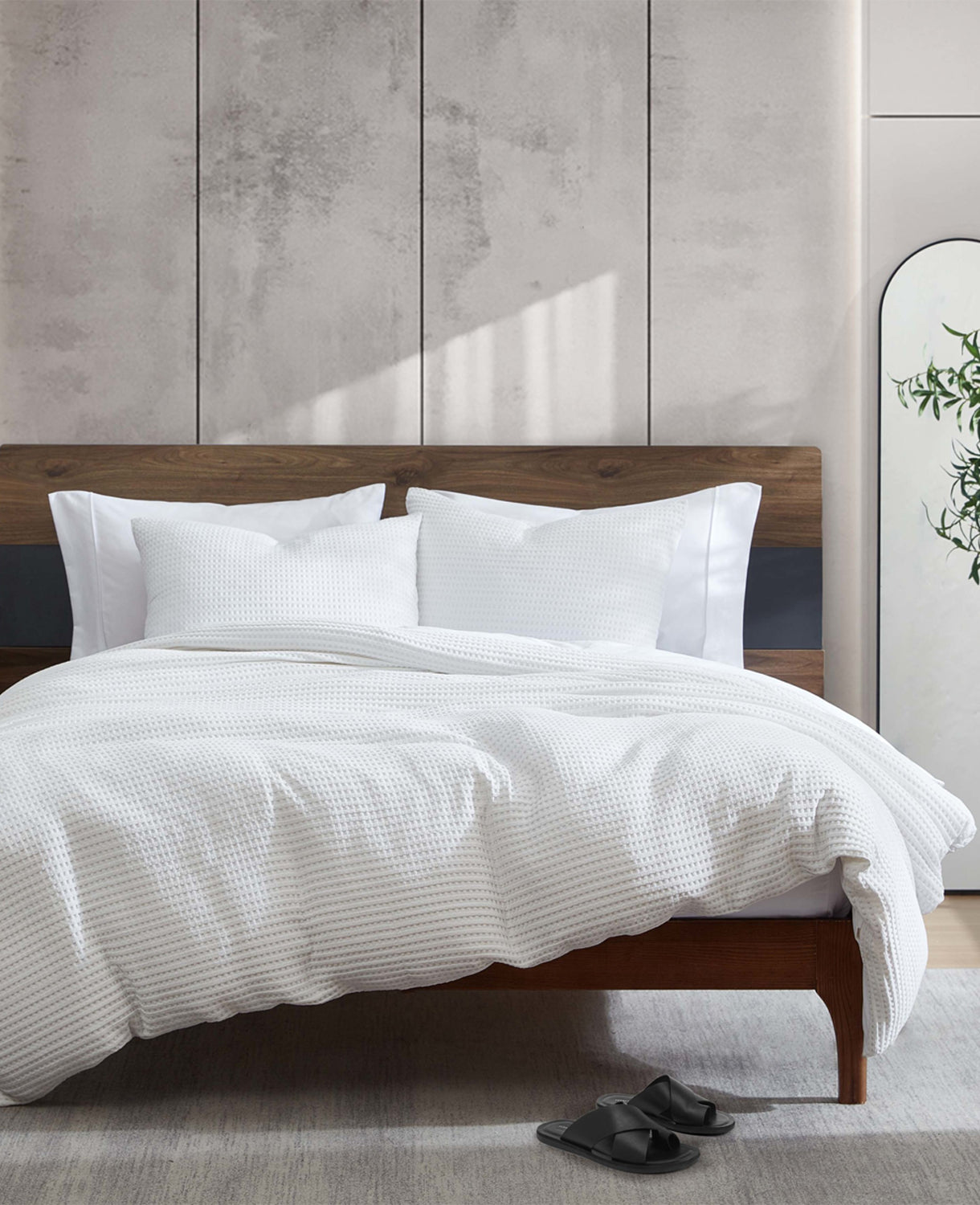 Kenneth Cole Shop Reversible Solid White Waffle Comforter Set | KC Home