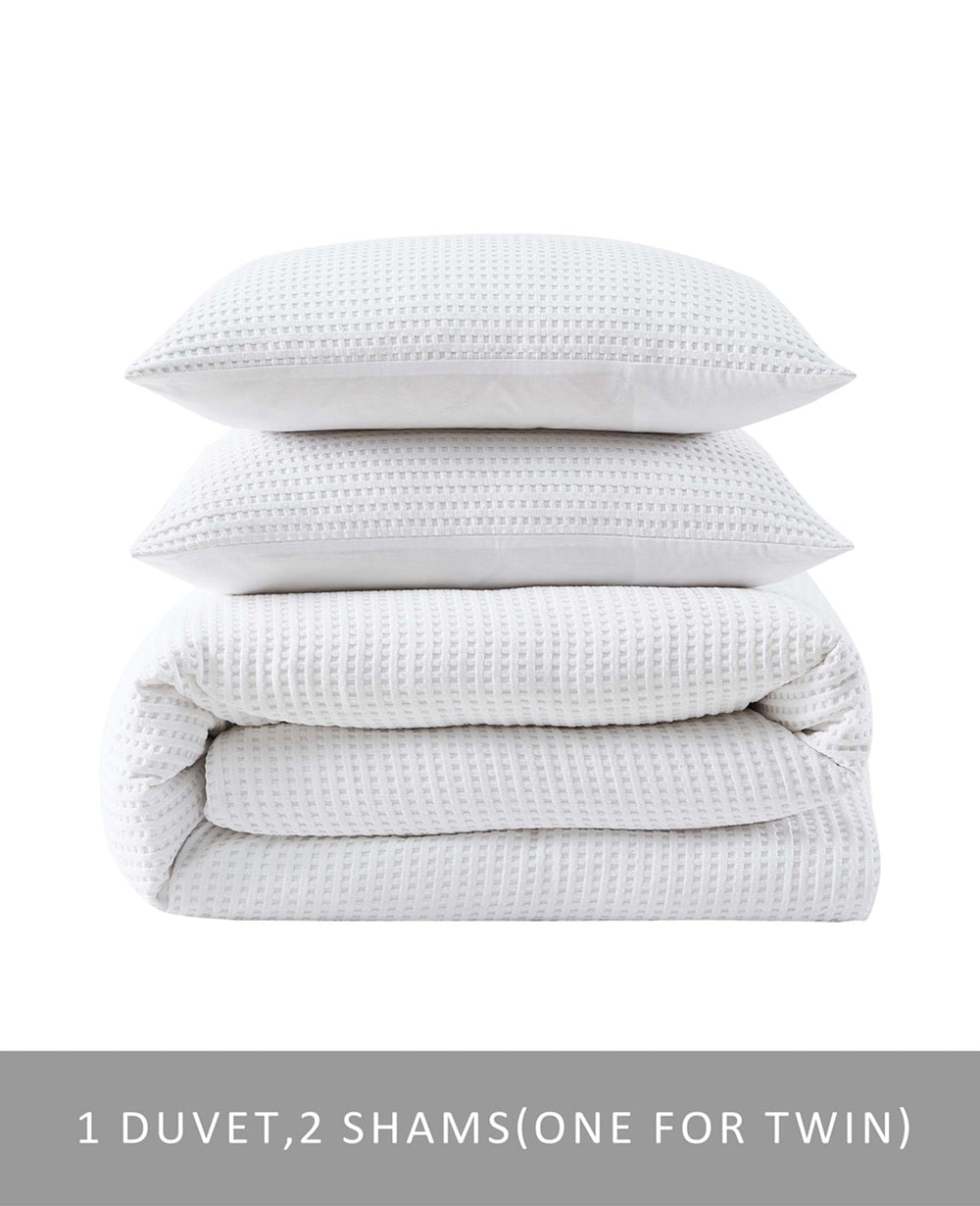 Kenneth Cole Shop Reversible Solid White Waffle Comforter Set | KC Home
