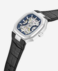 Kenneth Cole Skeleton Automatic Two-Tone Dial Leather Strap Watch