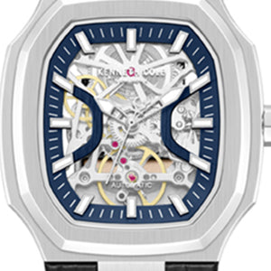 Kenneth Cole Skeleton Automatic Two-Tone Dial Leather Strap Watch