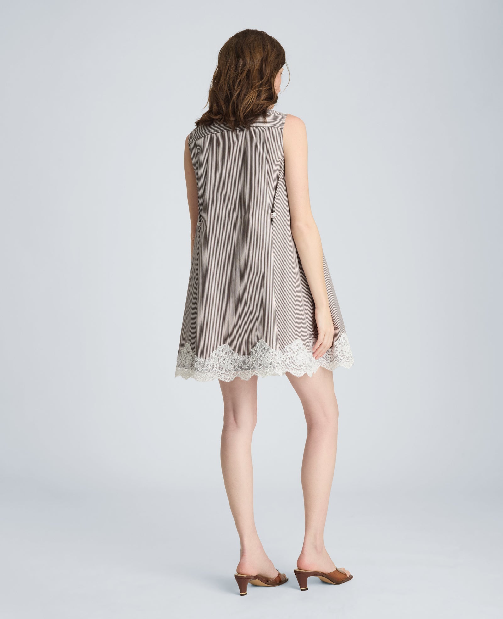 Kenneth Cole Halter Shirt Swing Dress with Lace Hem
