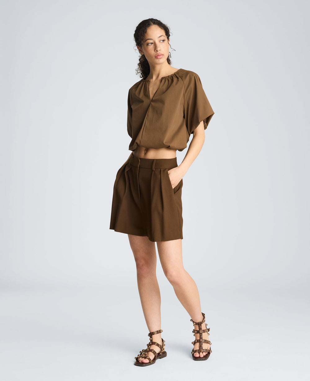 Kenneth Cole High Rise Fly Front Pleated Short