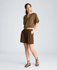 Kenneth Cole High Rise Fly Front Pleated Short
