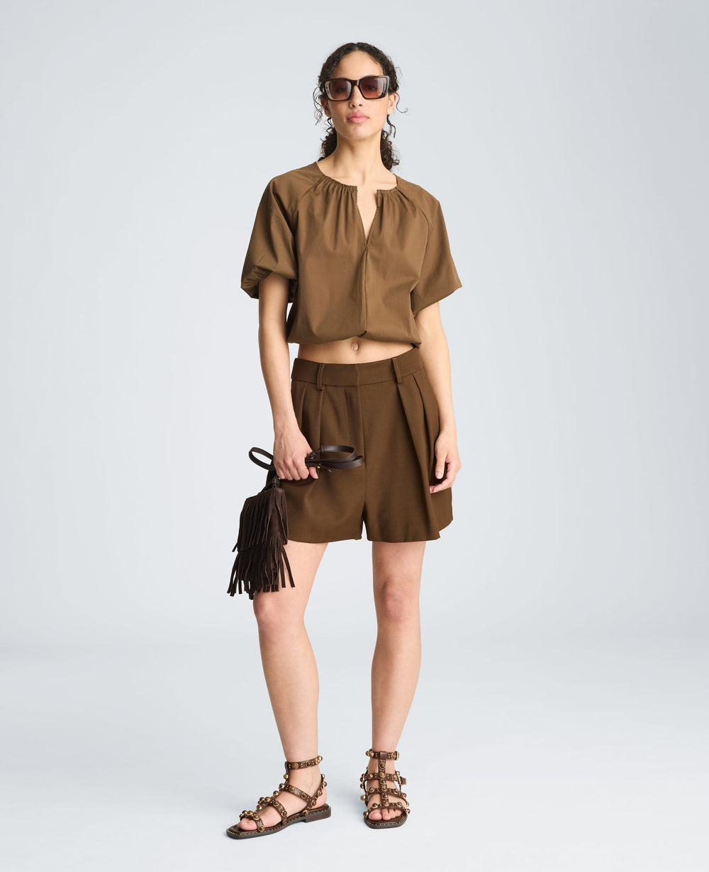 Kenneth Cole High Rise Fly Front Pleated Short