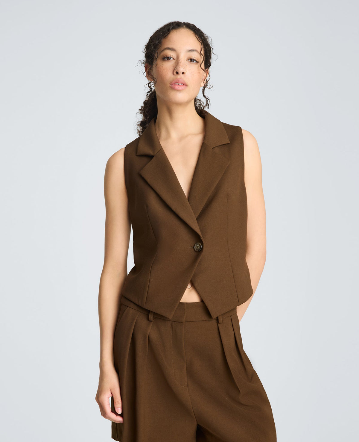 Kenneth Cole Fitted One Button Notch Collar Vest