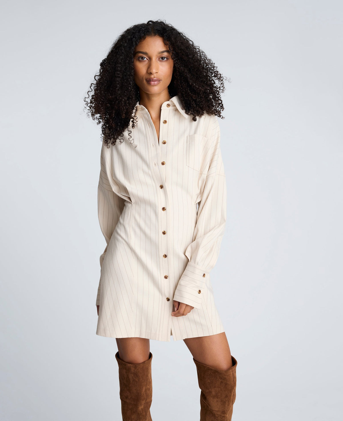 Kenneth Cole Shop Striped Shirt Dress Almond Milk Multi | Kenneth Cole