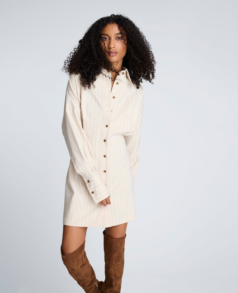 Kenneth Cole Shop Striped Shirt Dress Almond Milk Multi | Kenneth Cole