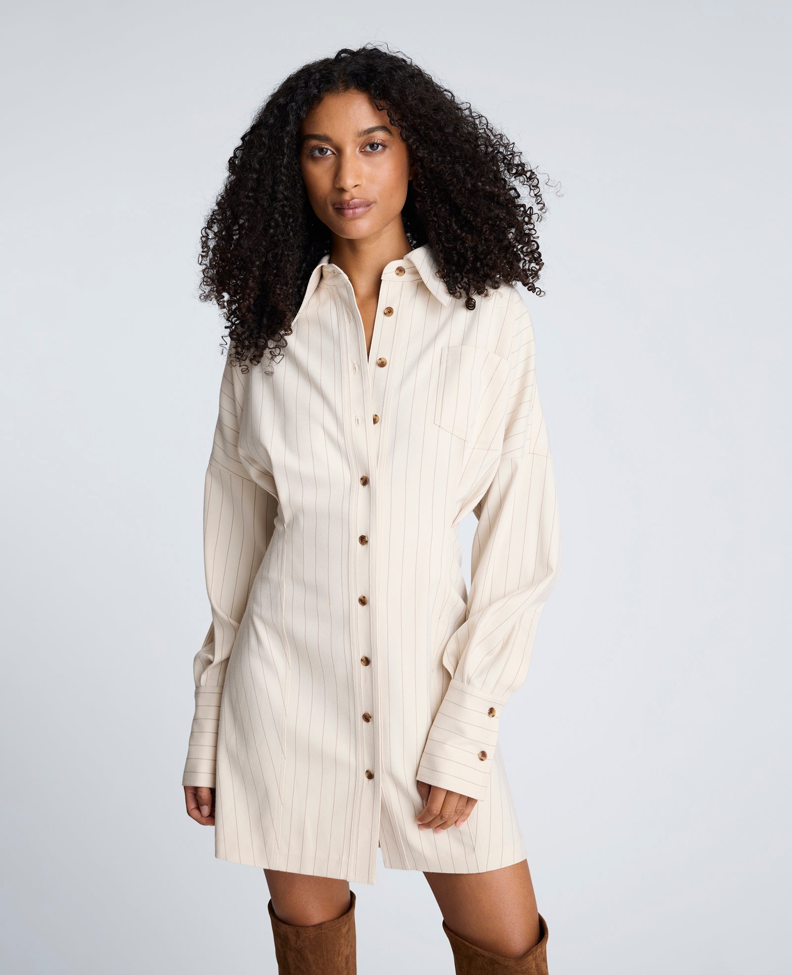 Kenneth Cole Shop Striped Shirt Dress Almond Milk Multi | Kenneth Cole