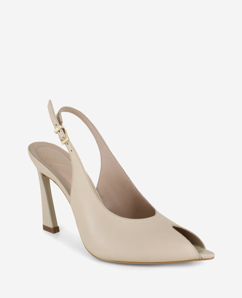 Kenneth Cole Priya Leather Peep-Toe Slingback Heel