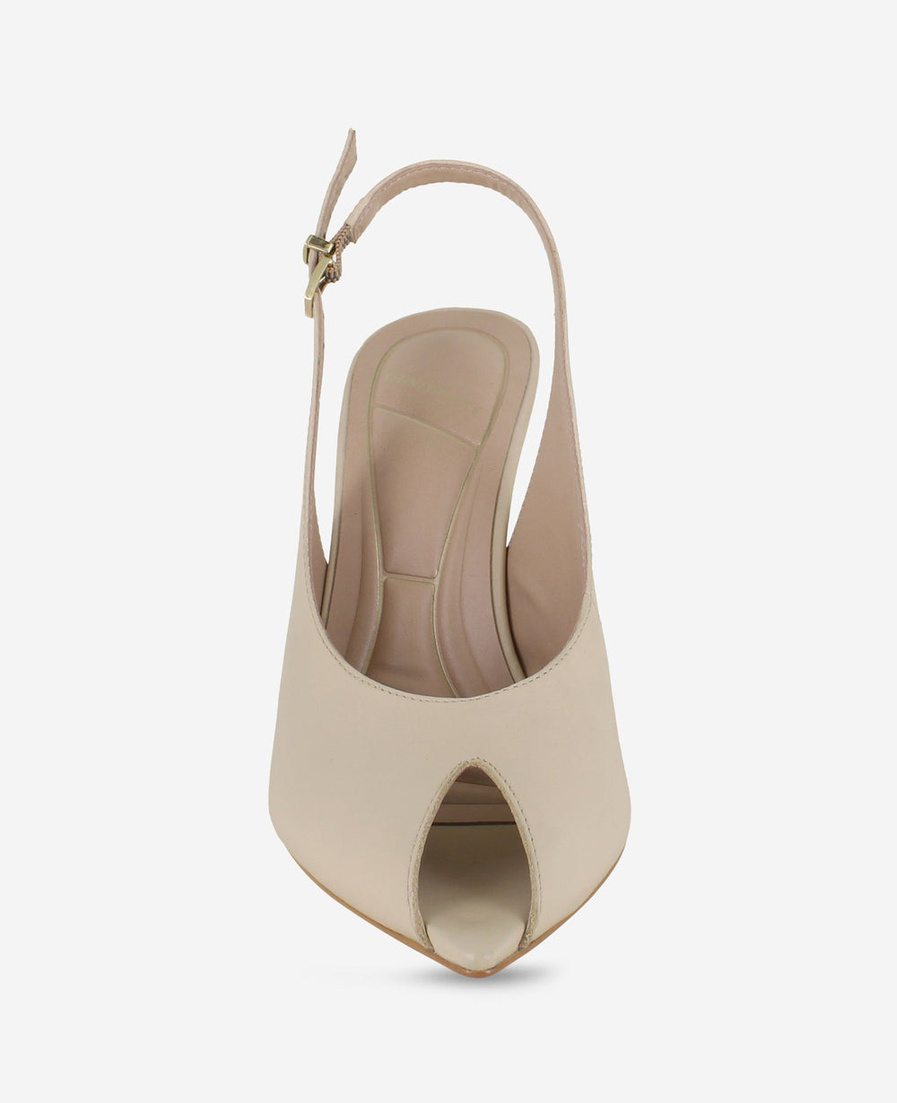 Kenneth Cole Priya Leather Peep-Toe Slingback Heel
