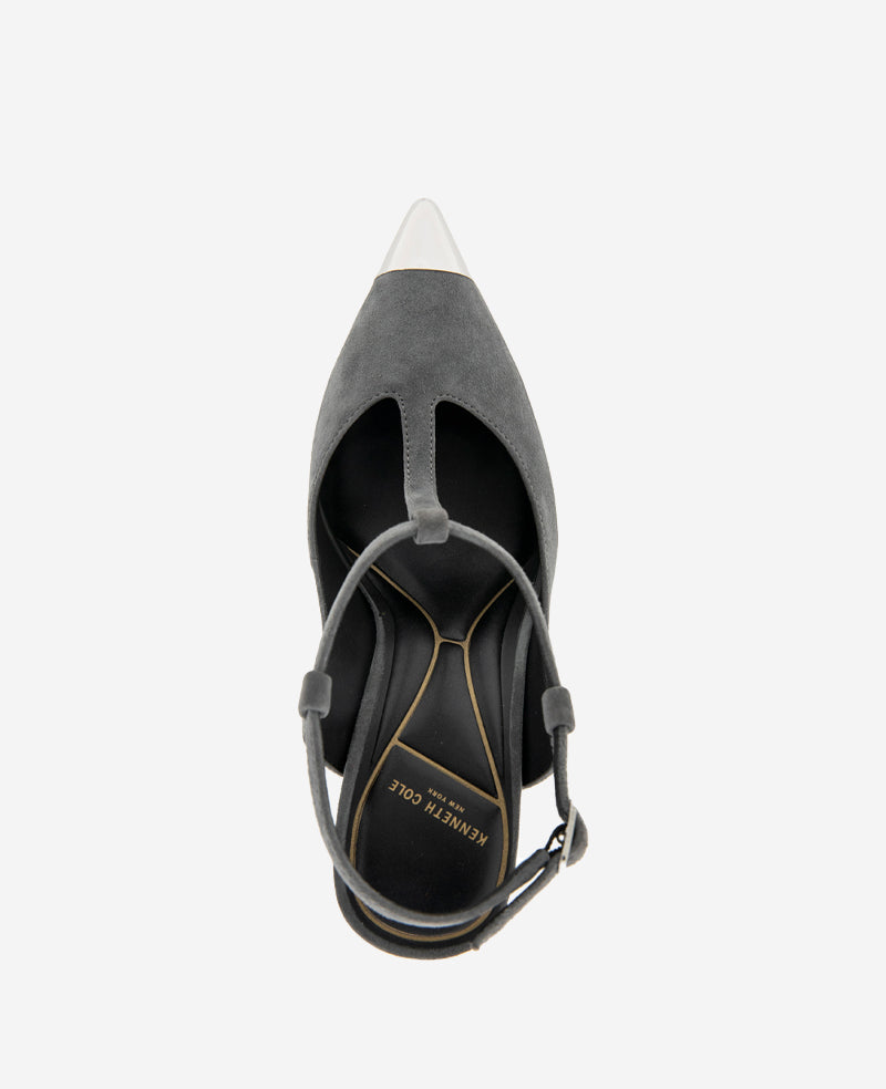 Kenneth Cole Shop Romi T-Strap Suede Heels, Grey Pointed Pumps | KC