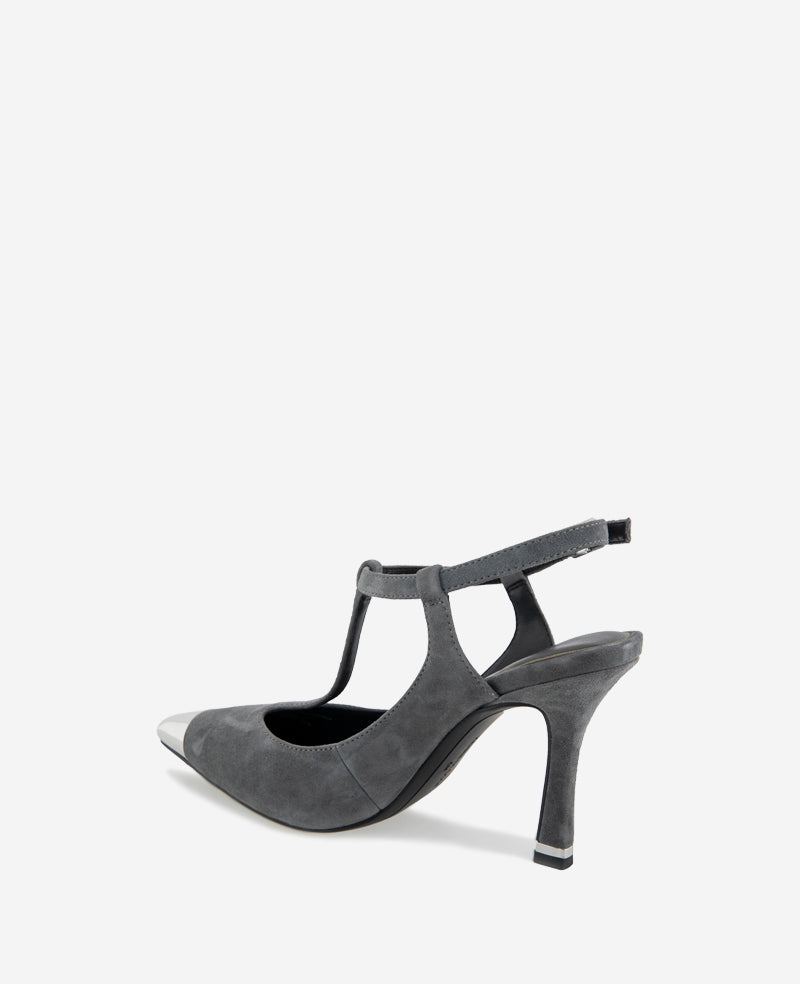 Kenneth Cole Shop Romi T-Strap Suede Heels, Grey Pointed Pumps | KC