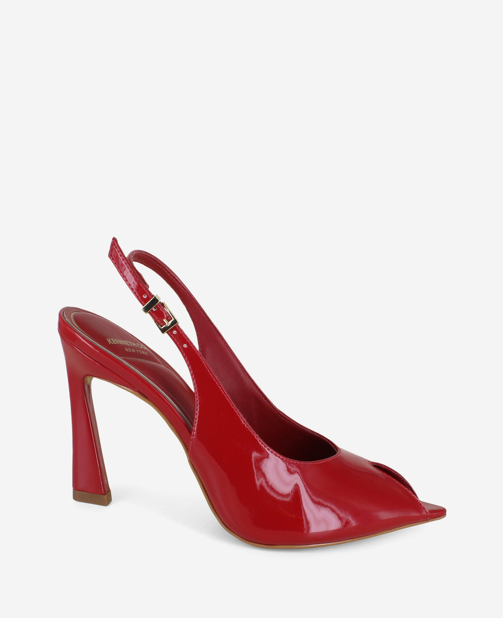 Kenneth Cole Priya Patent Peep-Toe Slingback Heel
