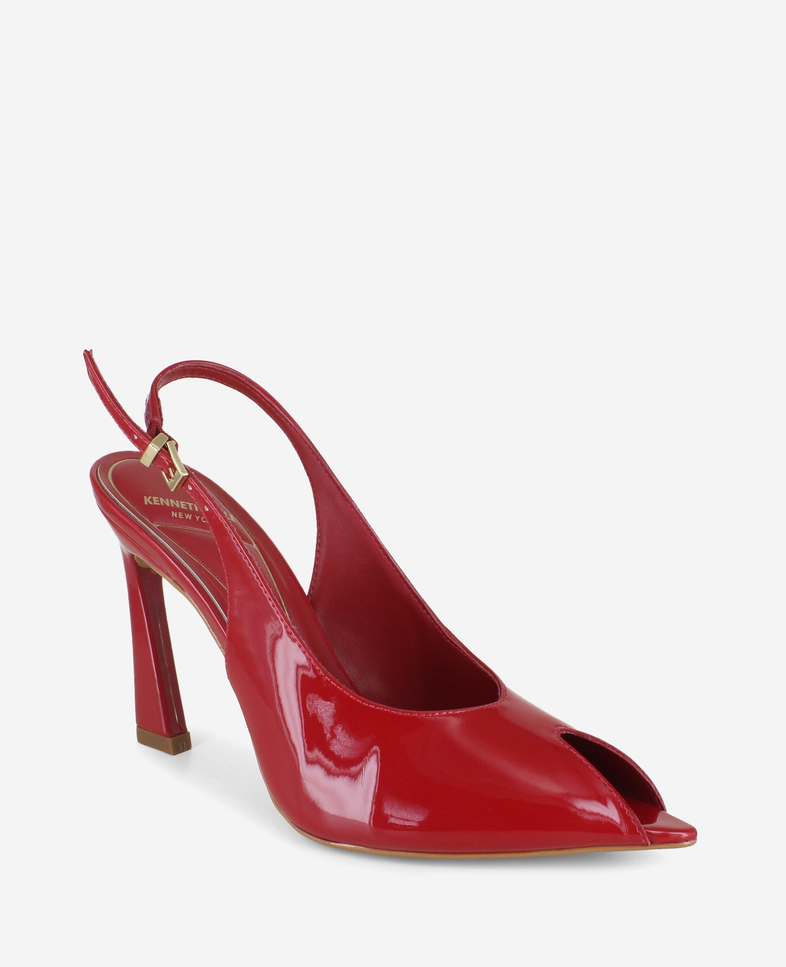 Kenneth Cole Priya Patent Peep-Toe Slingback Heel