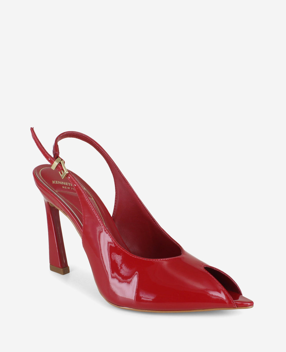 Kenneth Cole Priya Patent Peep-Toe Slingback Heel