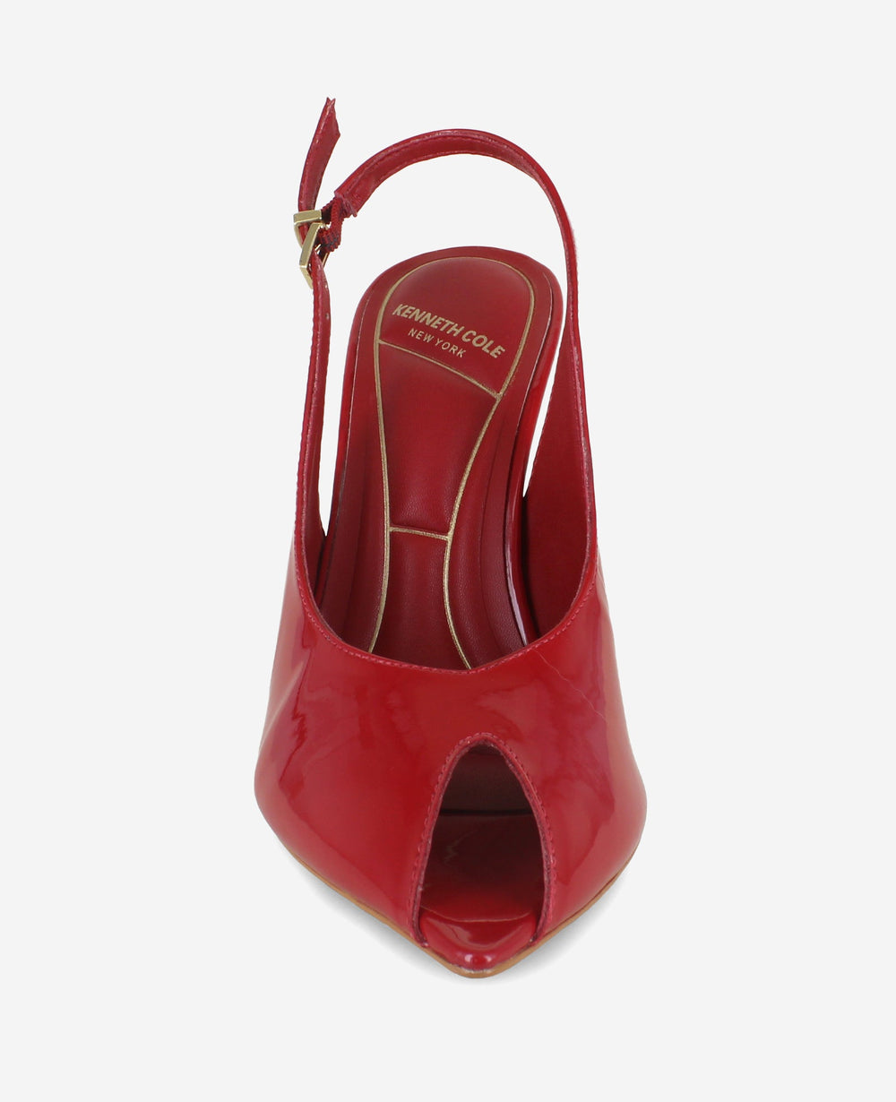 Kenneth Cole Priya Patent Peep-Toe Slingback Heel