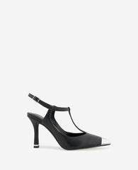 Kenneth Cole Romi T-Strap Heels – Silver Cap & Leather Style | KC