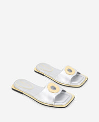 Kenneth Cole Shop Asher Silver Leather Metal Ring Sandal | Kenneth Cole
