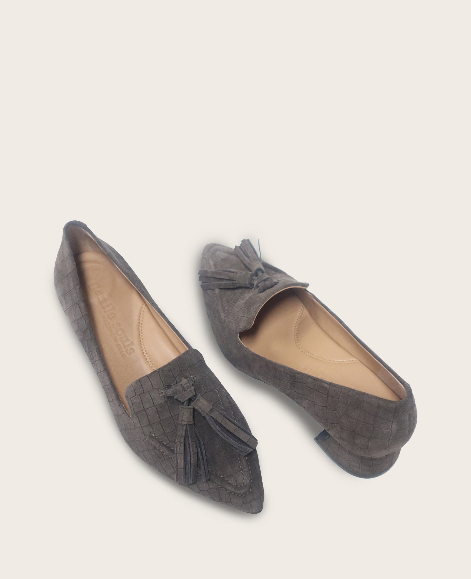 Kenneth Cole Glova Embossed Suede Tassel Heel – Chocolate | Gentle Souls