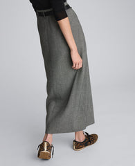 Kenneth Cole Herringbone Slit Front Belted Midi Skirt