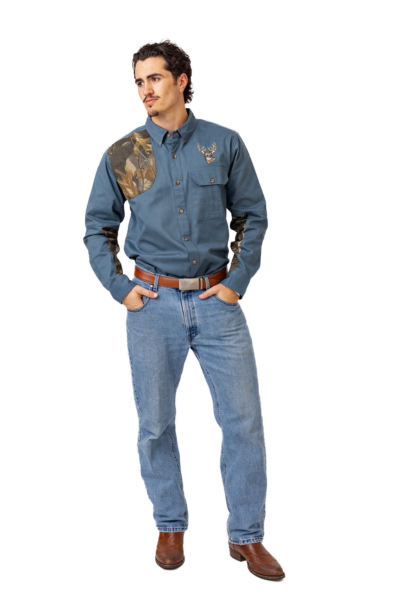 Realtree Icon Button Down Camo Shooting Shirt - Realtree Hardwoods