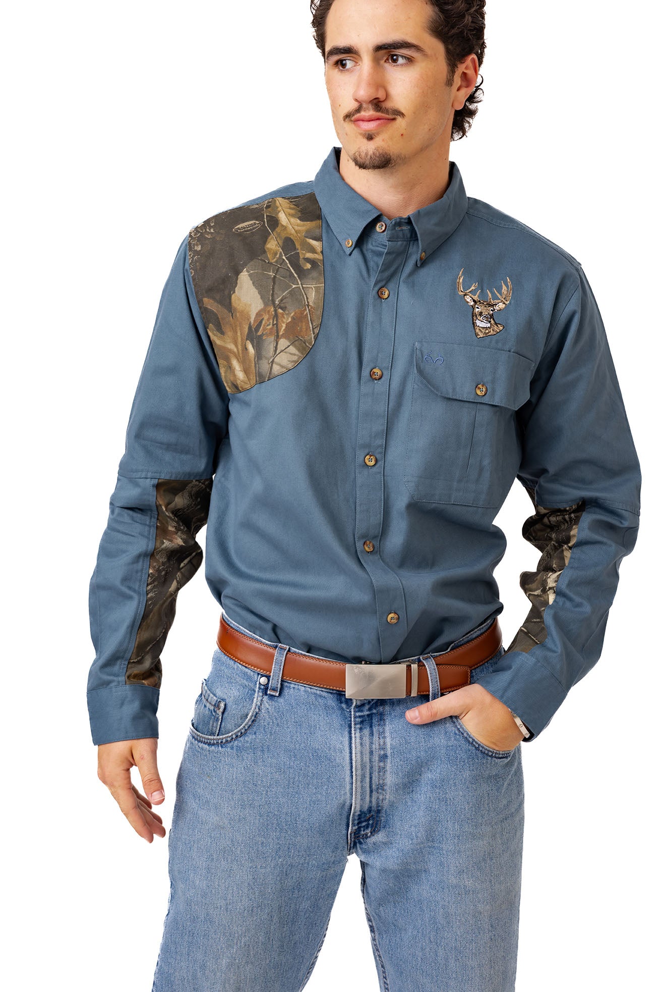 Realtree Icon Button Down Camo Shooting Shirt - Realtree Hardwoods