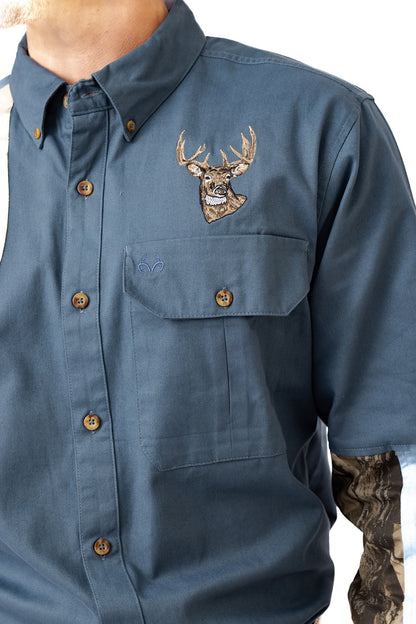 Realtree Icon Button Down Camo Shooting Shirt - Realtree Hardwoods