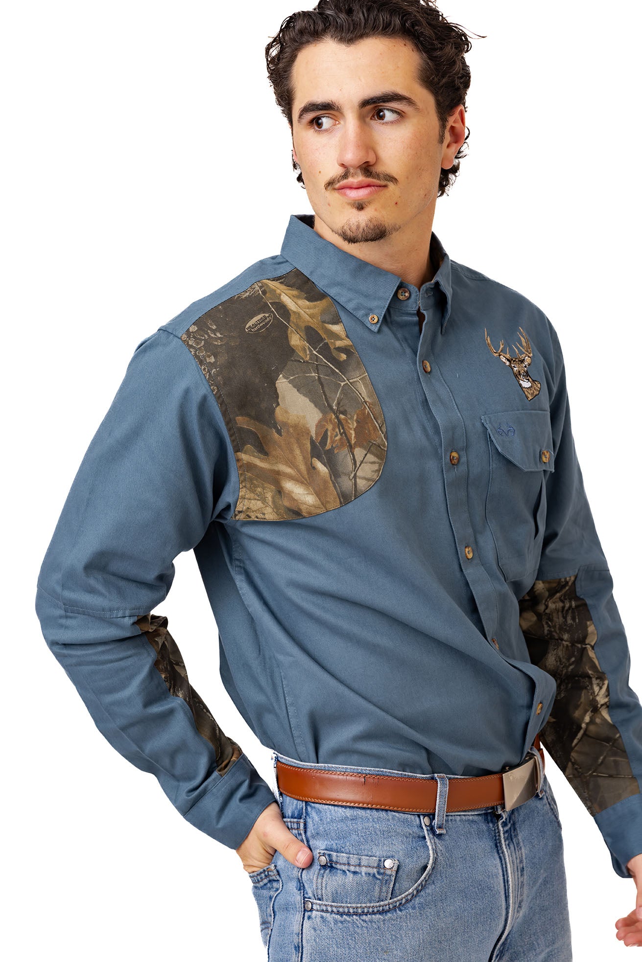 Realtree Icon Button Down Camo Shooting Shirt - Realtree Hardwoods